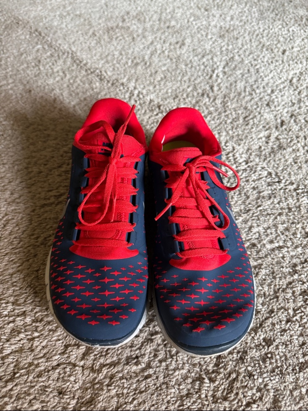 Nike Free Navy and Bright Red Running Shoes